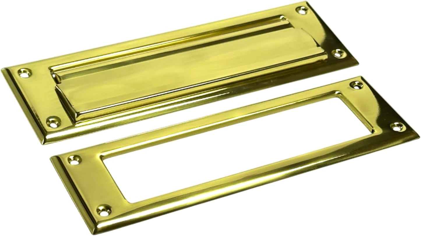 Solid Brass Mail Slot, with Solid Brass Interior Frame,10" x 3", Polished Brass, 1 Pack, Made in Taiwan