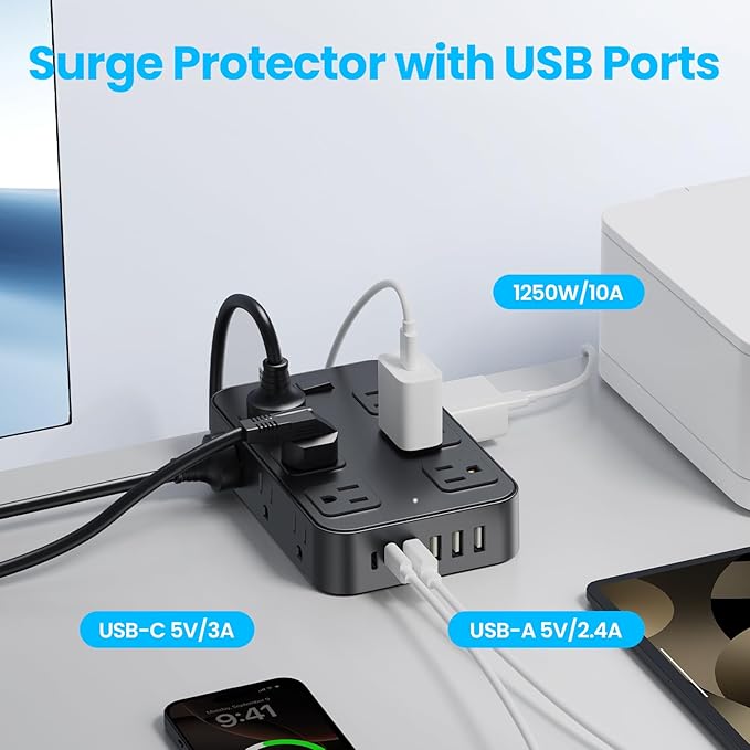 Solidock Flat Plug Power Strip Surge Protector - Image 4
