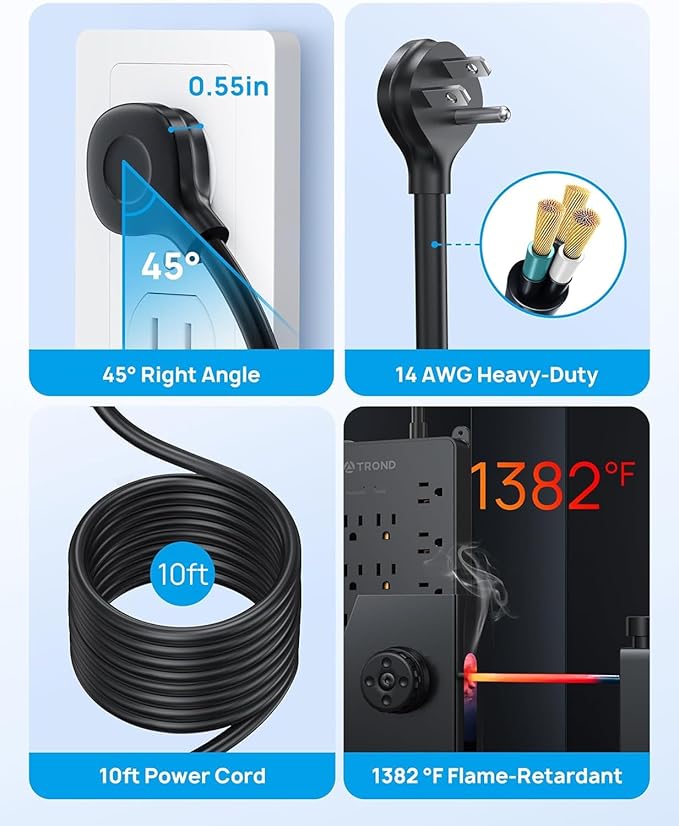 TROND Surge Protector Power Strip, 22 Widely Spaced Outlets - Image 5