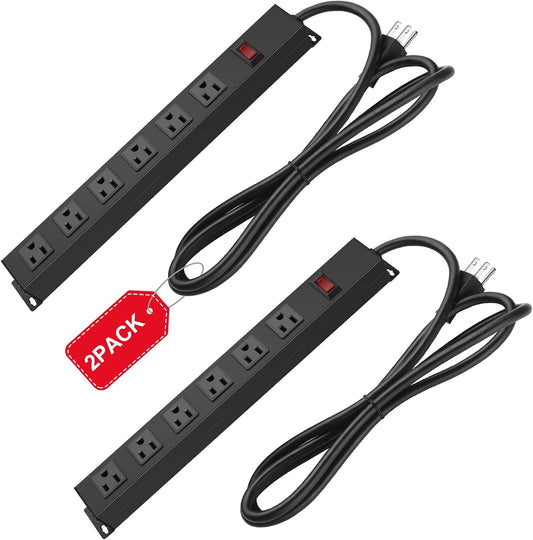 2Pack Metal Wall Mount Power Strip, Mountable Power Outlet