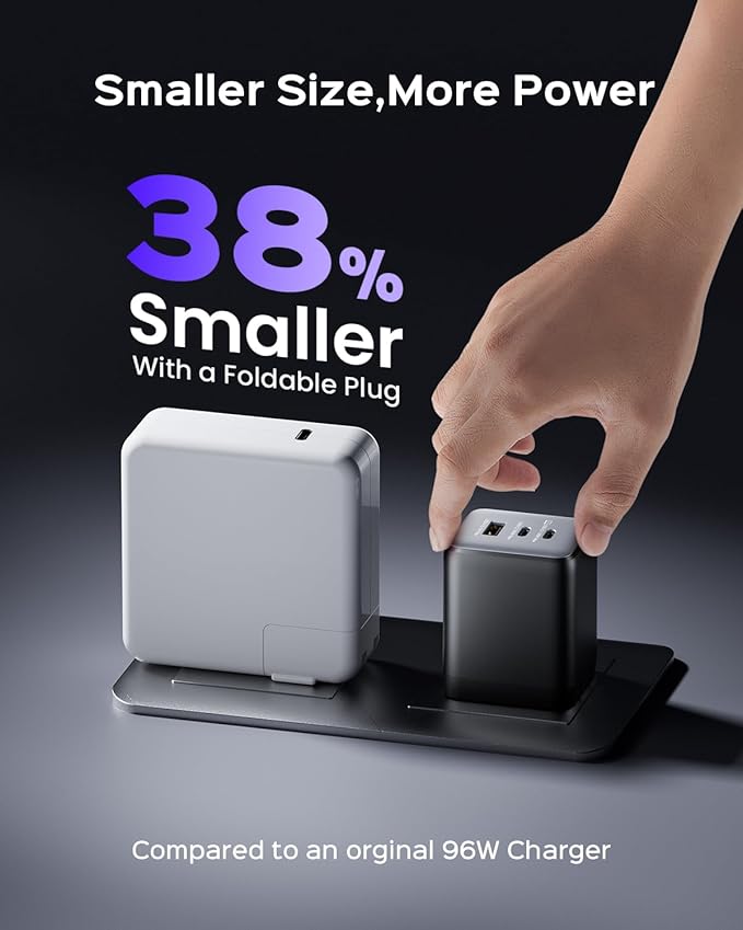 wegear 100W USB C Charger Block, 3-Port Compact Foldable Power Adapter USB Wall - Image 4