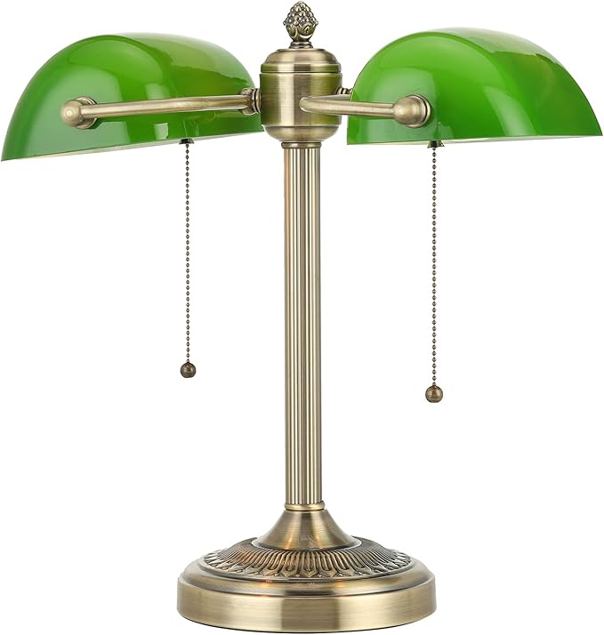 Newrays Green Double Head Glass Bankers Desk Lamp - Image 7