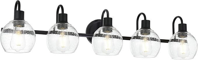 WINSHEN 5-Lights Black Bathroom Vanity Light Fixtures Over Mirror, Modern by WINSHENLighting