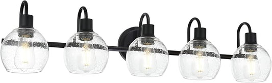 WINSHEN 5-Lights Black Bathroom Vanity Light Fixtures Over Mirror, Modern by WINSHENLighting