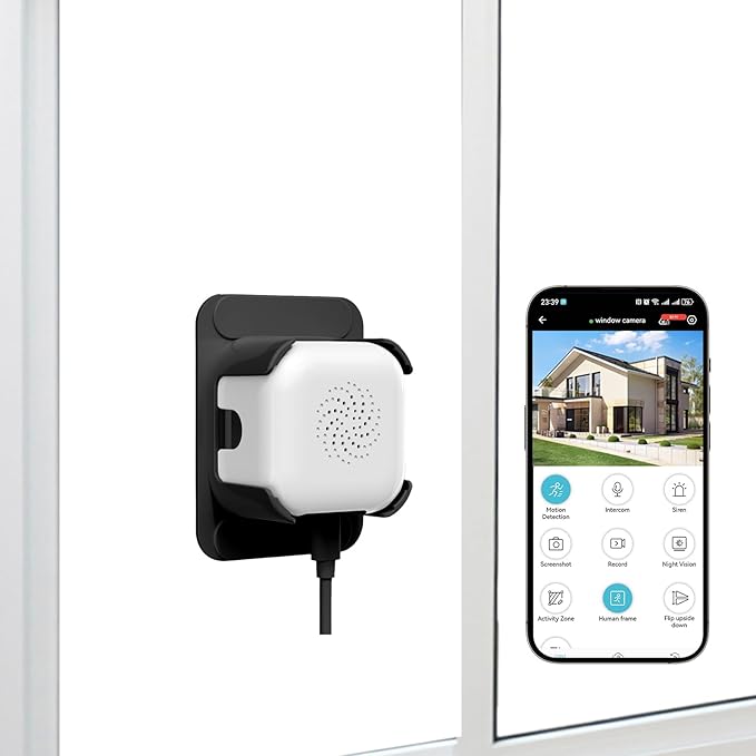 EVERSECU 2K Window Camera with Adhesive Mount, Starlight Color Night Vision by EVERSECU