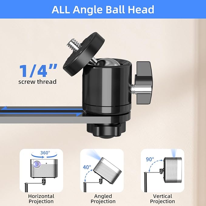 suptek Projector Stand Against Wall Hidden Stand, 360°Swivel, Height Adjustable - Image 4