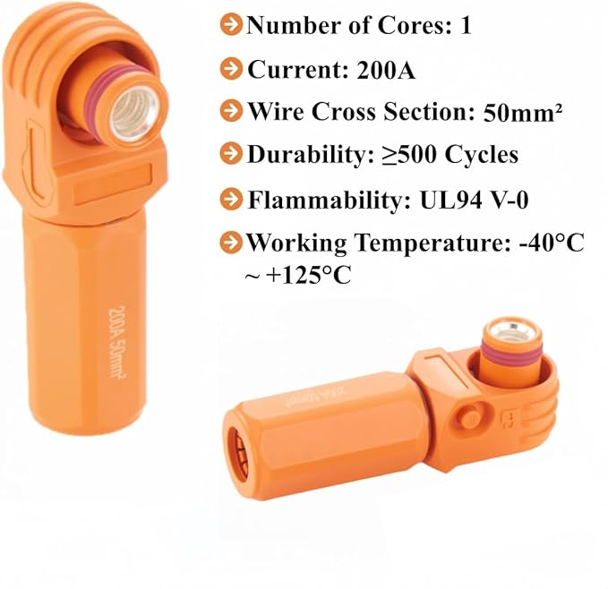 Right Angle Energy Storage System Power Connector IP67 Waterproof 200A 50mm² - Image 3