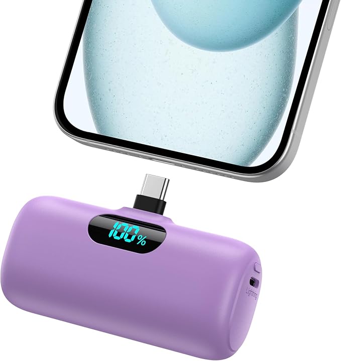 Mini Portable Charger USB C Power Bank, Upgraded 5000mAh PD Fast Charging by HETP