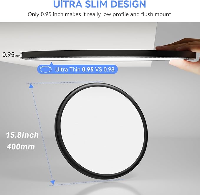 hunhun 6 Pack 16 Inch Dimmable LED Flush Mount Ceiling Light 4800LM Round Light - Image 4