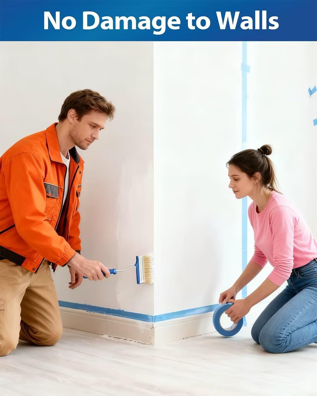 48 Rolls Blue Painters Tape 1 Inch Wide Bulk - Paint Tape UV Resistant | 0.94 In X 55 Yd Automotive & Wall Painting Tape, No Residue & Crisp Lines, Multi-Surface Use, Total 2640 Yds