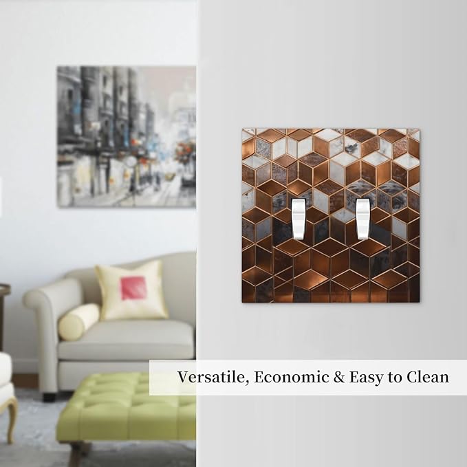 Bvtewkhz Brown Abstract Luxury Modern Geometric Cubic Marble 2 Gang Double - Image 6