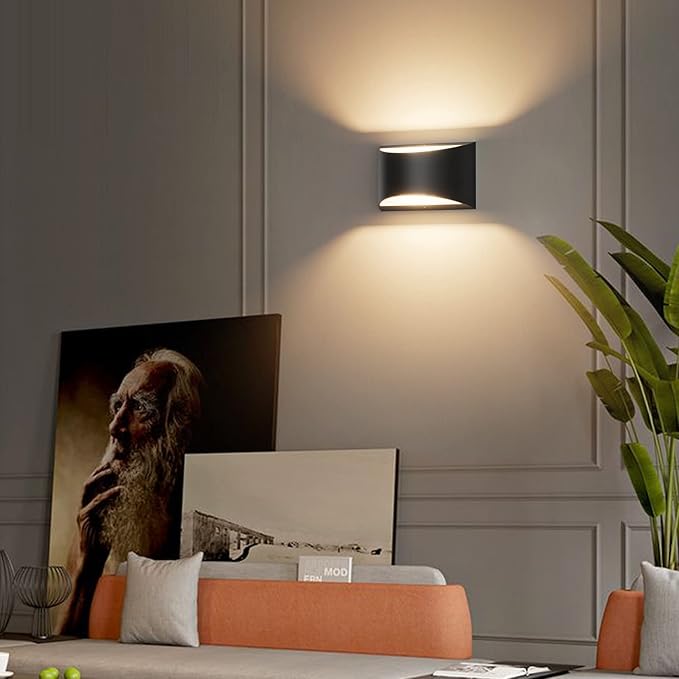 Aipsun Black Modern LED Wall Sconce Hardwired Indoor Wall Lights Set of 2 Up - Image 4