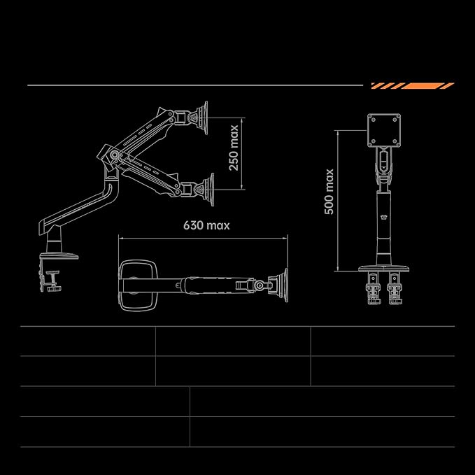 NB Gaming Monitor Arm for Screen up to 60 inches, Holds 44 lbs, VESA 75/100 - Image 9