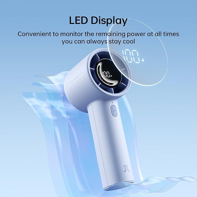 JISULIFE Handheld Turbo Fan, 5000mAh Rechargeable Portable Fans, 5 Speed Strong - Image 6