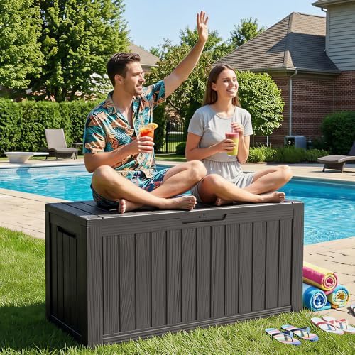 drato 155 gallon deck box waterproof outdoor storage, package contents
