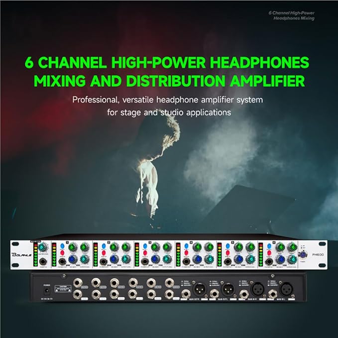 Bolanle PH6000 6-Channel Headphone Mixing Distribution Amplifier High-Power - Image 3