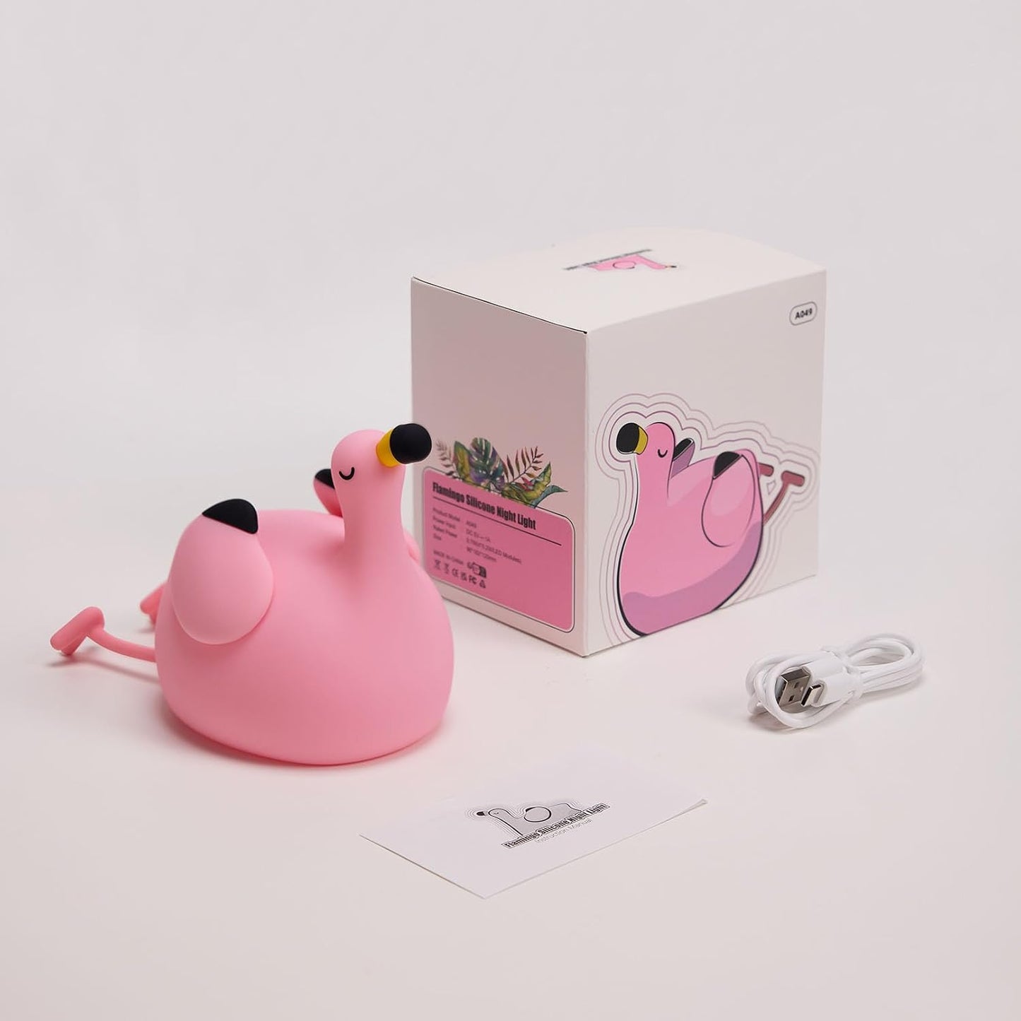 Pink Flamingo Night Light for Kids, Dimmable Silicone LED Baby Nursery Night Light, Funny Nightlight Girls Trendy Gifts, Rechargeable Bedside Lamp Kawaii Pink Decor for Bedroom Home Office