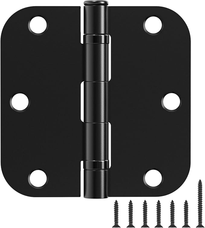1 Pack Ball Bearing Door Hinges Matte Black 3.5 Inch 5/8" Radius Round Anti by TDCHINGES