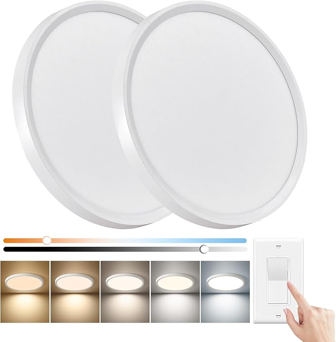 15.8 Inch Dimmable LED Flush Mount Ceiling Light, 3000K/3700K/4000K/5000K/6000K by FY+WISDOM+FLY+LIGHTING