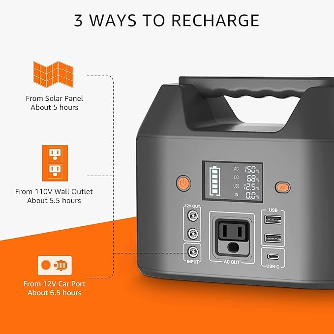 EnginStar Portable Power Station 150W 155Wh Solar Generator 110V 42000mAh - Image 4