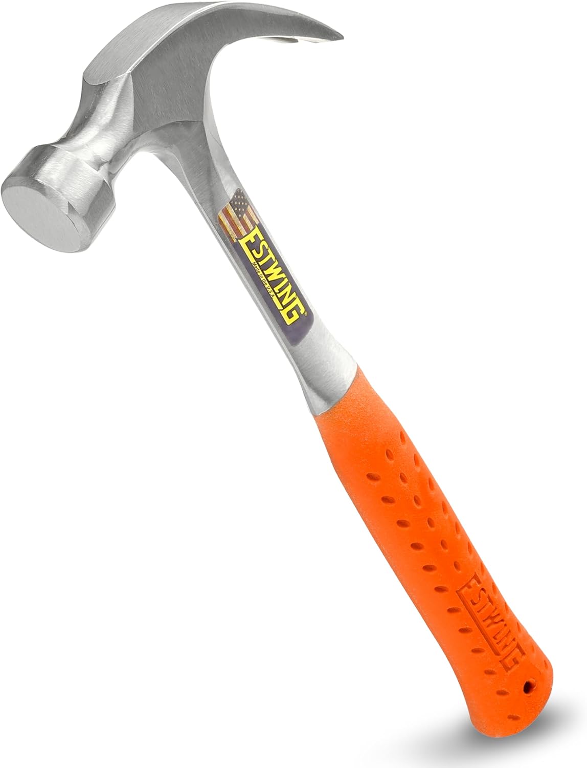 ESTWING 20 oz Curved Claw Hammer, Forged Steel Hammer, Shock Reduction Grip | Made in USA, Curved Claw Leverage, Smooth Face For Precision Striking, Forged In One Piece, Patented Shock Reduction Grip