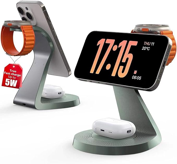 3 in 1 Charging Station for Apple Devices, Mag-Safe Charger Stand Fast Charging by LONGCONN