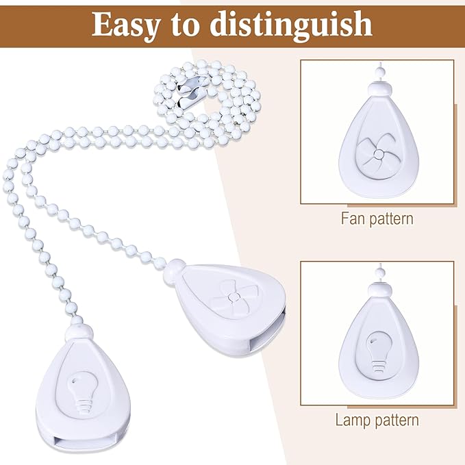 Patelai 4 Pieces Ceiling Fan Pull Chain Extender Ornament 12 Inch Ceiling Pull - Image 3