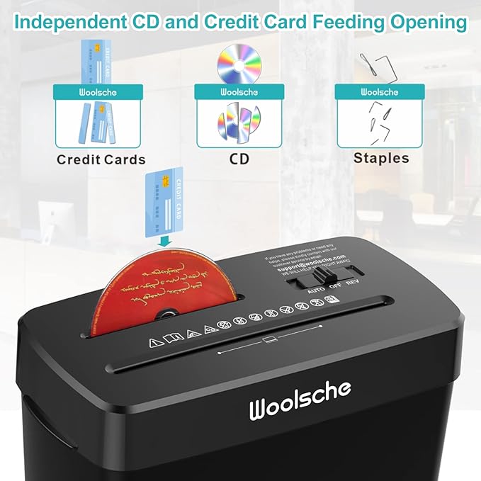 Woolsche Paper Shredder, 10-Sheet Cross Cut - Image 4