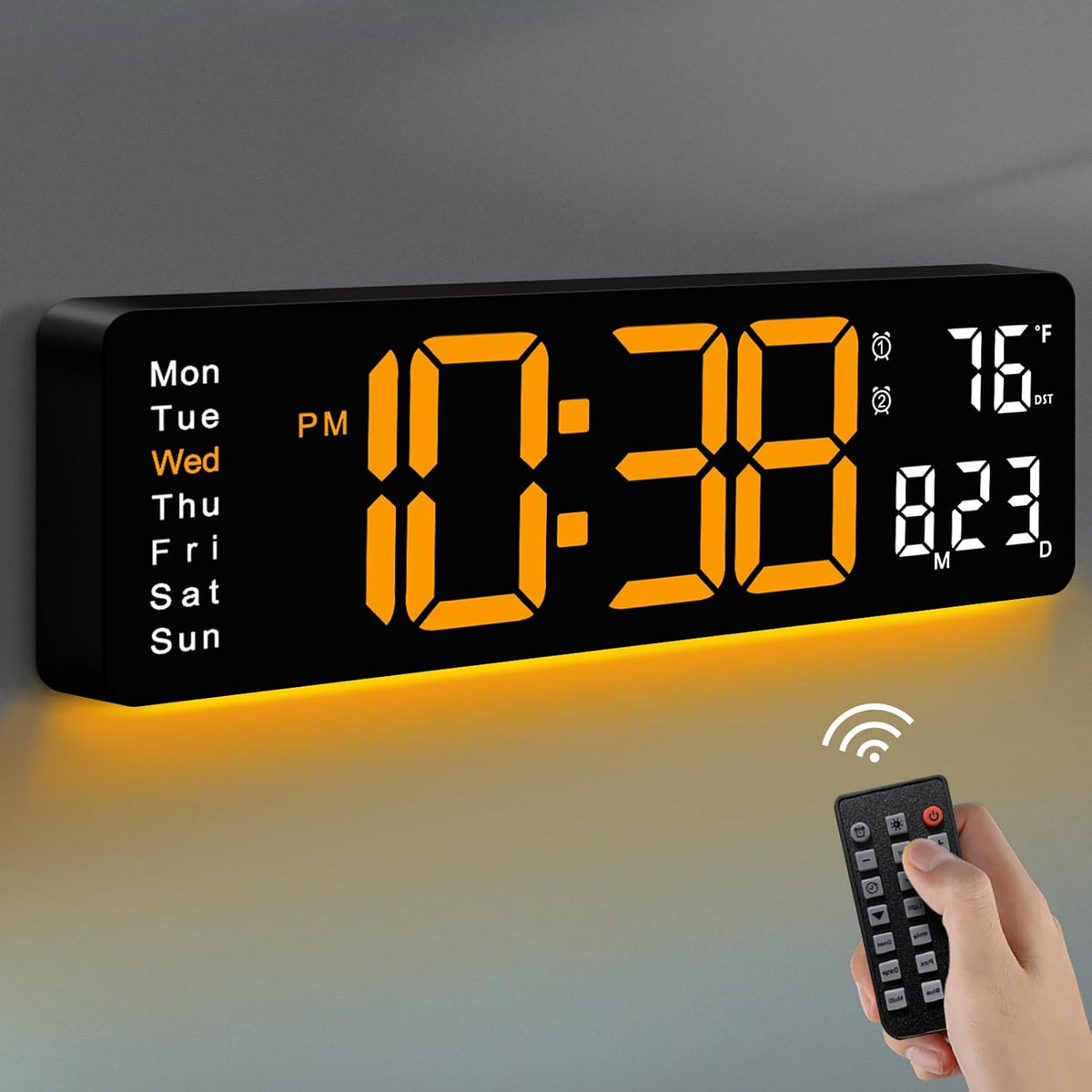 MASHI Digital Wall Clock, Auto-Dimming Wall Clock