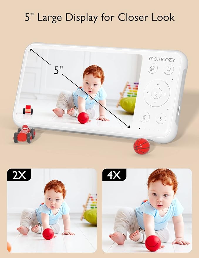 Momcozy Baby Monitor with 2 Cameras 5’’ 1080P Split Screen Video Baby Monitor - Image 4