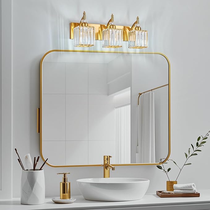 BBLLWJ Modern Bathroom Vanity Light 3-Light Gold Crystal Light Fixtures Over - Image 6