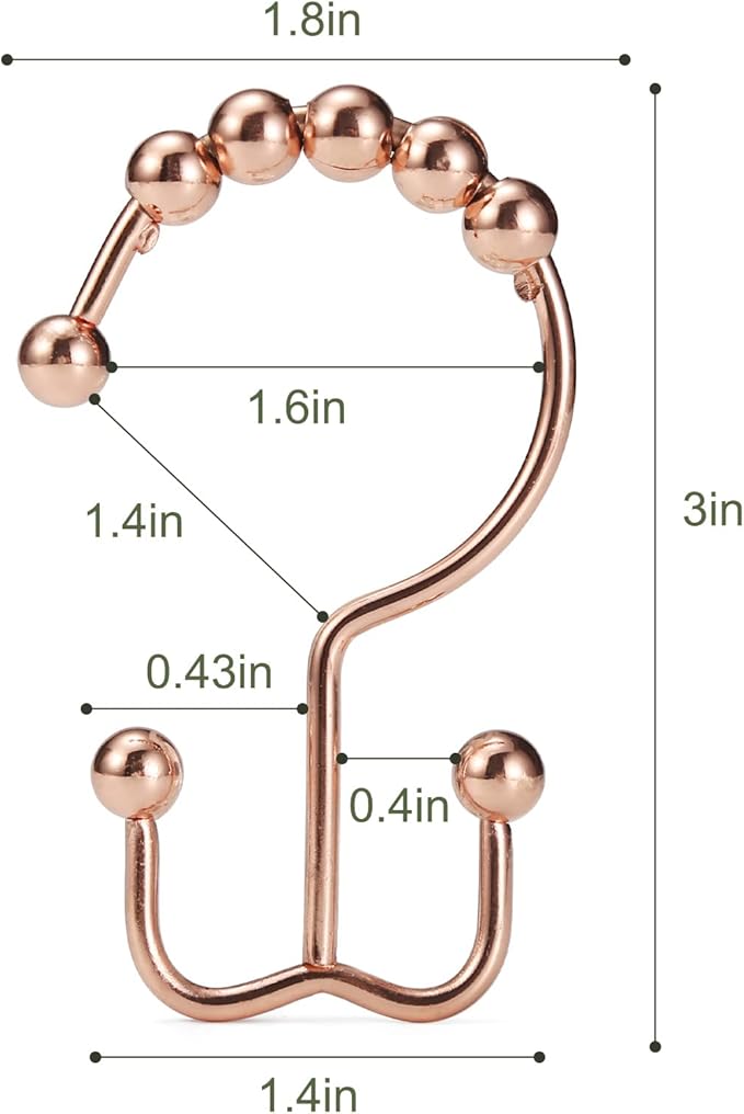 Shower Curtain Hooks, Goowin Shower Curtain Rings, Stainless Steel Shower - Image 3