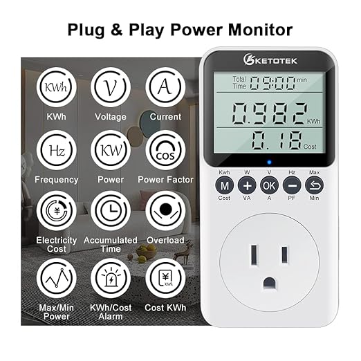 KETOTEK Watt Meter Plug-in Socket Power Meter, Kilowatt Wattage Voltage Tester - Image 2
