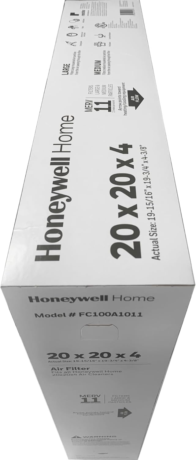Honeywell FC100A1011-20" x 20" x 4" Pleated Air Filter, MERV 11 Bundle with Same Day Supply Filter Change Reminder (2-Pack)