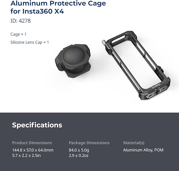 SMALLRIG Cage for Insta360 X4, Aluminum Protective Case for Insta 360 X4 - Image 8
