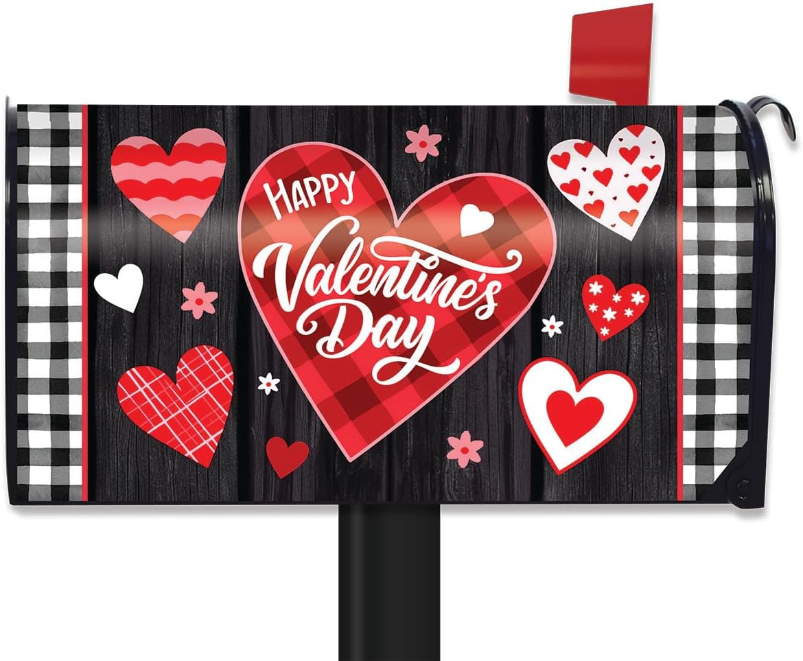 Briarwood Lane Valentine's Mailbox Cover - Standard Size - Scattered Hearts for Valentine's Mailbox Cover