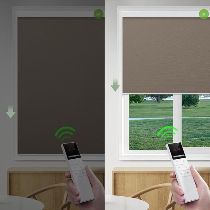 ZSHINE Motorized Blackout Window Blinds Customize Width Remote Control Wireless - Image 3