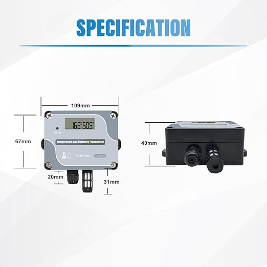 Tzone 4-20mA Temperature Humidity Transmitter, Digital Analog Temperature - Image 6