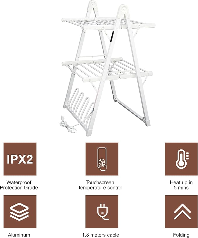 SHARNDY Electric Heated Clothes Drying Rack, Foldable Heated Garment Dryer - Image 5