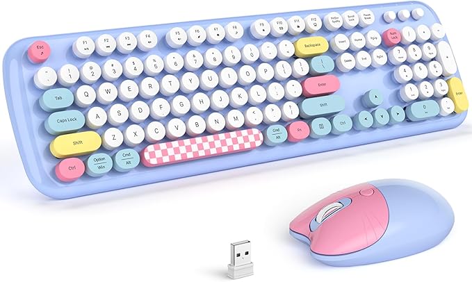 Wireless Keyboard and Mouse Combo, 2.4G Retro Typewriter Keyboard by MOFII