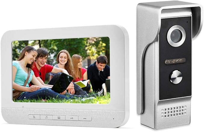 AMOCAM Video Intercom System, 7 Inche Monitor Wired Video Door Doorbell Kit by AMOCAM