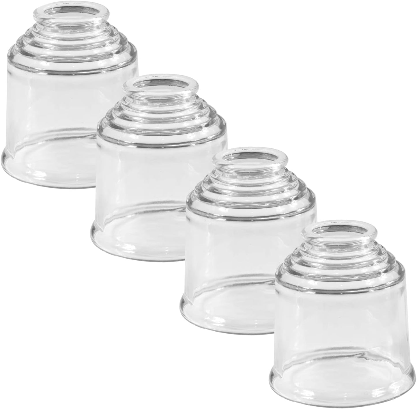 LIGHTACCENTS Ceiling Light Cover Set of 4 - Clear Glass Replacement Shades for Ceiling Fan Light Covers - Ceiling Fan Light Kit - Quick Installation Glass Lamp Shade, Ceiling Fan Globe Replacement