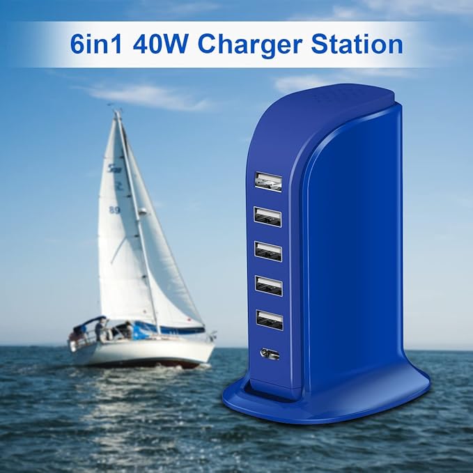 USB Charging Station Upoy, 6 Ports Charging Blocks, USB Power Hub - Image 4
