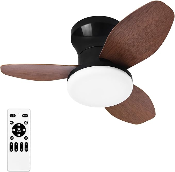 Glowall Small Ceiling Fan with Lights and Remote, 25 Inch Flush Mount, by Glowall