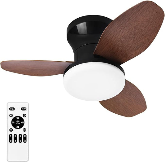 Glowall Small Ceiling Fan with Lights and Remote, 25 Inch Flush Mount, by Glowall