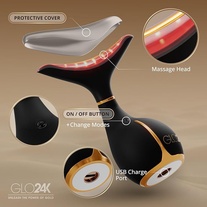 GLO24K Red Light Beauty Device for Face & Neck – 2-Pack, 3-in-1 Facial and Neck - Image 5