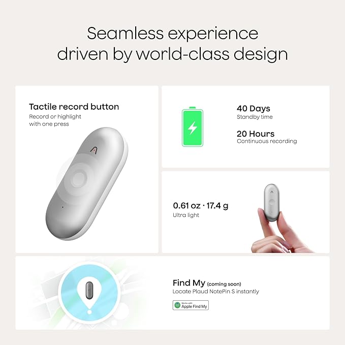 Plaud NotePin S AI Voice Recorder, Wearable AI Notetaker, AI Transcribe & - Image 7