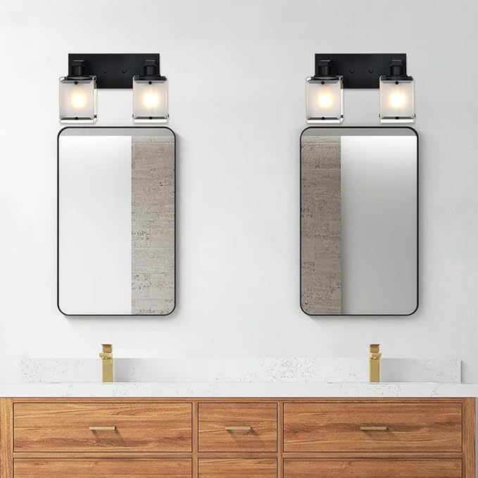 WINSHEN Black Wall Sconce Lighting, 2-Light Bathroom Vanity Light Fixture Wall - Image 3