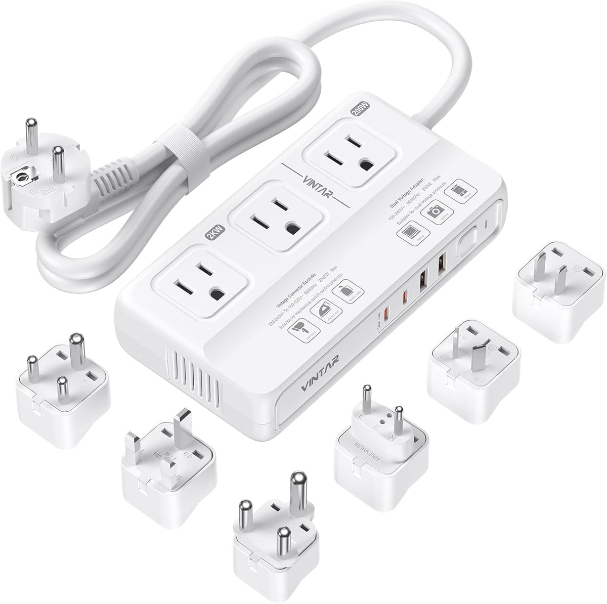220V to 110V Voltage Converter, VINTAR 2000W Universal Travel Adapter Voltage