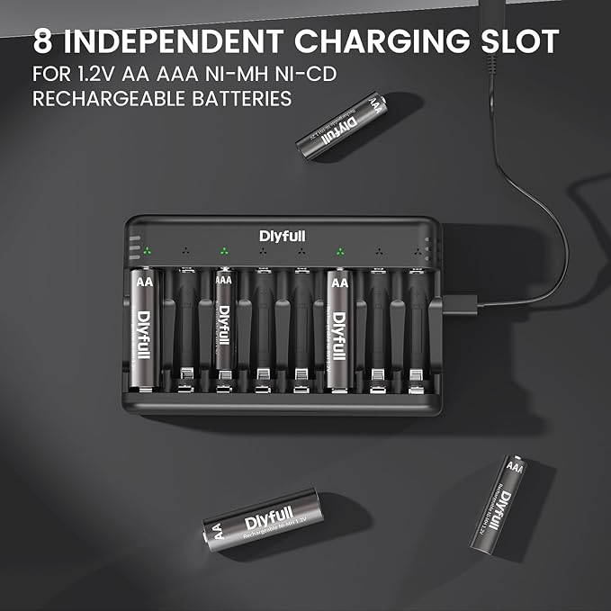 Dlyfull 8 Bay AA AAA Battery Charger - Image 3